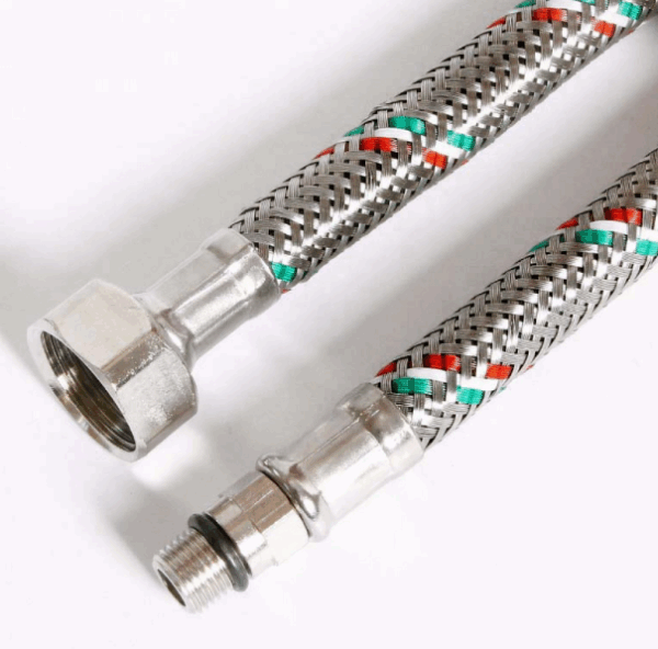 Гибкая подводка для смесителя 1/4-1/2"  60 см, нерж ( 2 шт.)