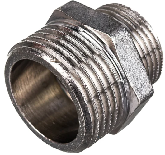 Ниппель редукционный 1" x 3/4" никель.